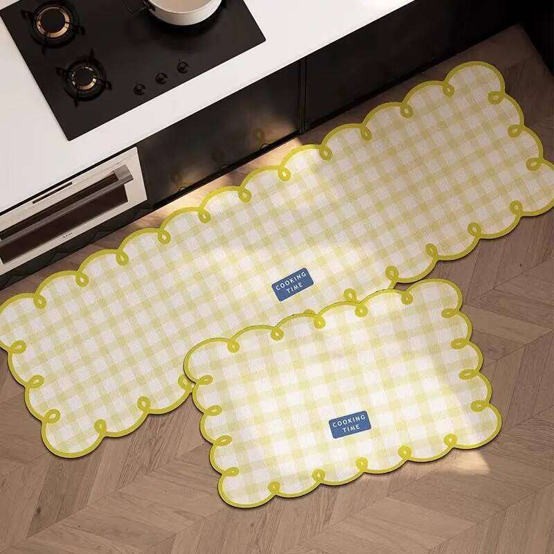 VIKAMA 1/2PC Simple Checkerboard Kitchen Special Dialgae Mud Absorbent Anti-Fouling Anti-Slip, Dirt-Resistant Carpet Home Decor H260226