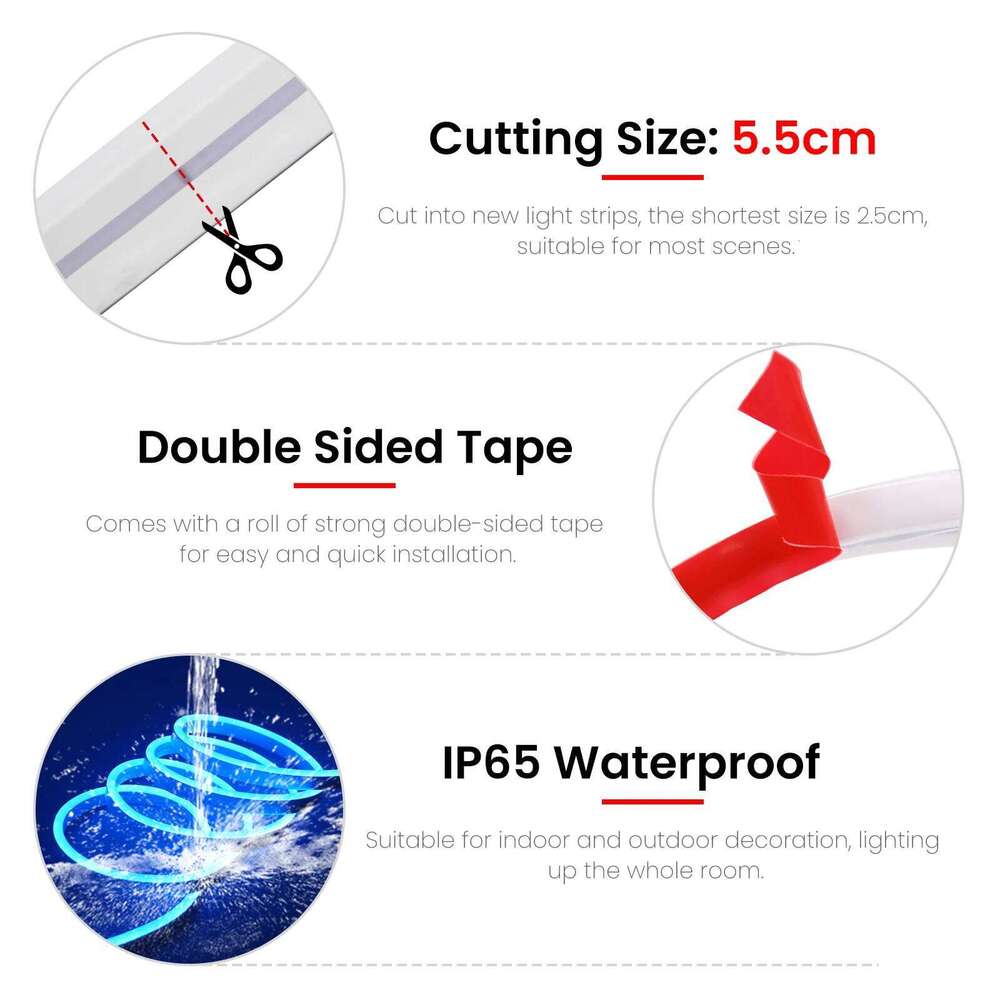 DC 5V USB RGB Neon Light Waterproof 108Leds/M 6X12MM With Self-adhesive Flexible Ribbon Rope LED Strip For Home DIY Decor Z260226