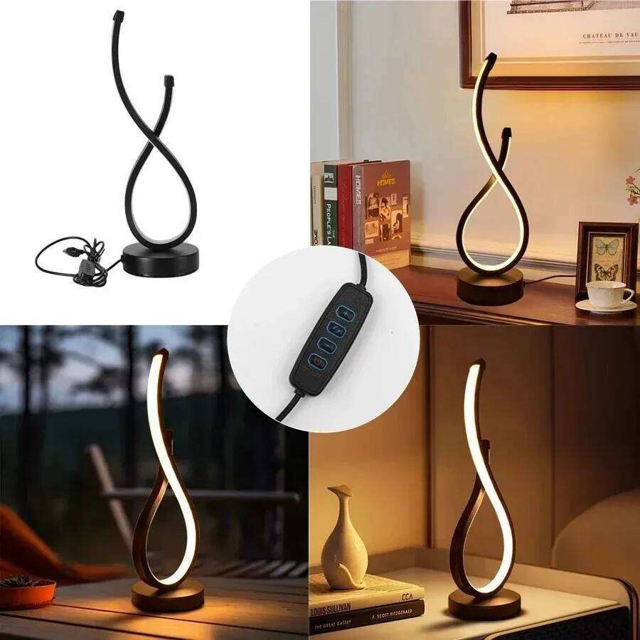 USB Plug in Creative Spiral LED Light Dimmable 3 Colors Table Night Lamp for Living Room Office Desk Bedroom Bedside Decor Z260227