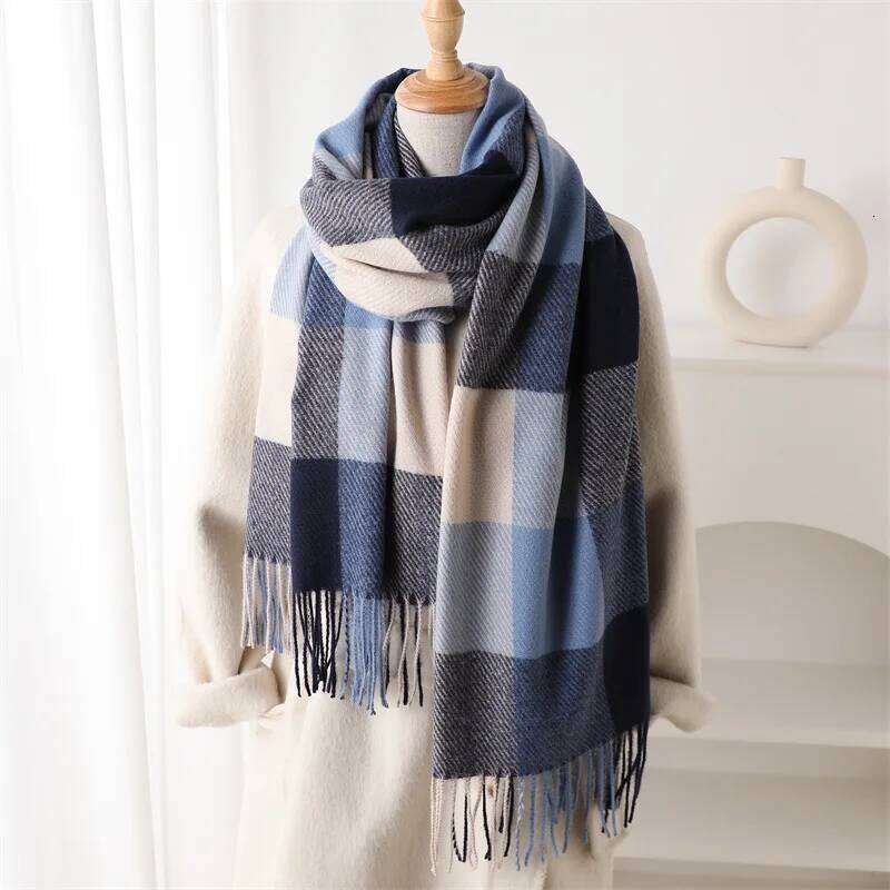 Luxury Brand Plaid Scarf Autumn Winter Women Warm Neckerchief Pashmina Lady Shawls and Wraps Casual Lattice Tassel Scarves Z260226