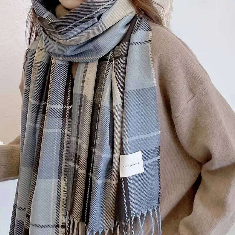 New Simple Versatile Palid Tassel Stylish Unisex Warm Neck Autumn Winter Thickened Coldproof Wrap Scarf Z260226