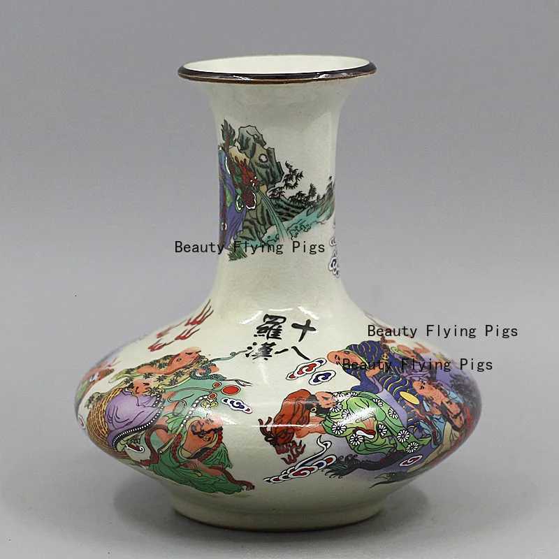 Eighteen Arhats Vase Chinese Ge Kiln Crackle Ceramic Decor for Home & Flower ArrangementT260227