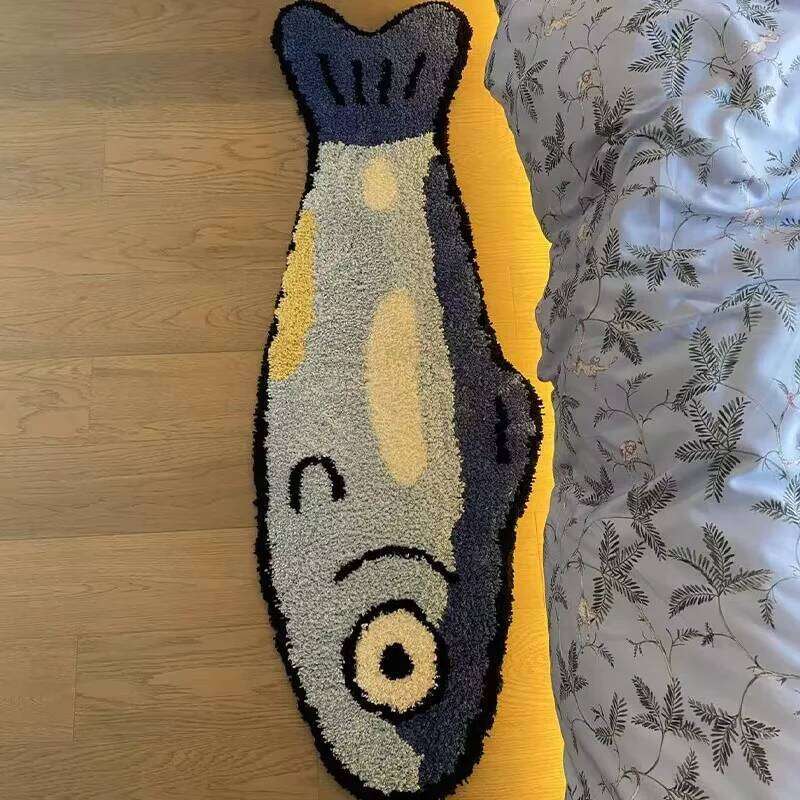 VIKAMA Cartoon Salmon Bedroom Bedside Rug Decorative Floor Mat Creative Soft Plush Carpet Bathroom Home Decoration H260226