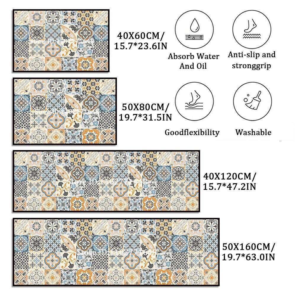 Retro Kitchen Non-Slip Mat Absorbent Bathroom Entrance Living Room Doormat Rug Heavy Duty Free-Shipping Quality Carpet Long Rugs H260226