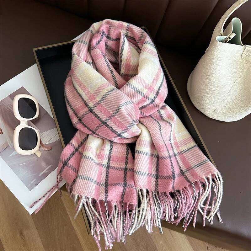 New Fashion Cashmere Scarf Warm Winter for Women Wraps Shawls Neckerchief Pashmina Foulard Blanket Stripe Z260226