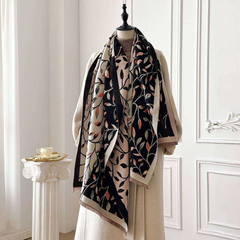 Elegant Plaid Design Imitation Cashmere Soft Warm Versatile Shawl Coldproof Windproof Blanket Scarf for Autumn Winter Z260226