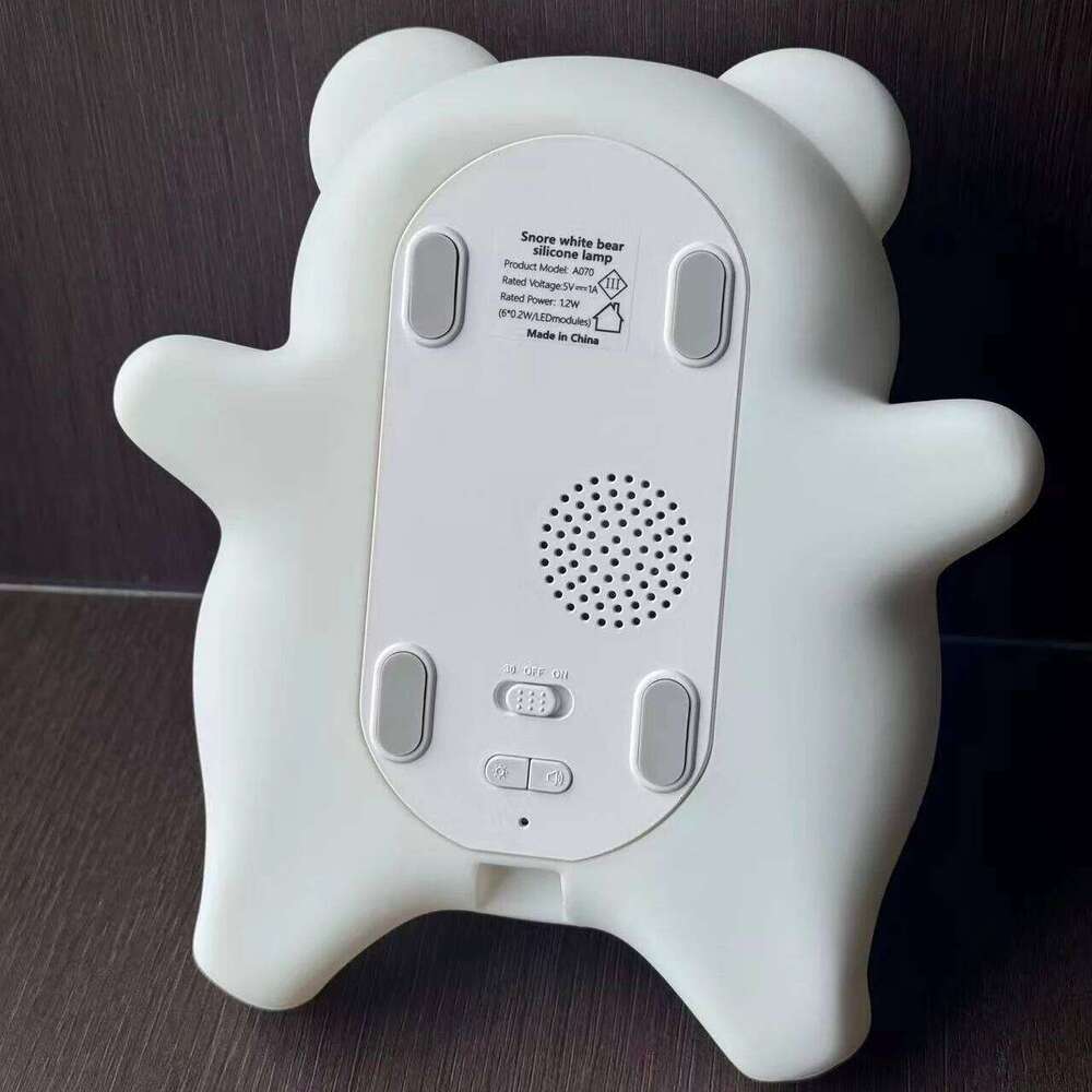 Big White Bear Silicone Sleep Lamp A070 Cute Snoring Night Light 3 Brightness Levels Timer USB Type-C Rechargeable Kids Gift Z260227