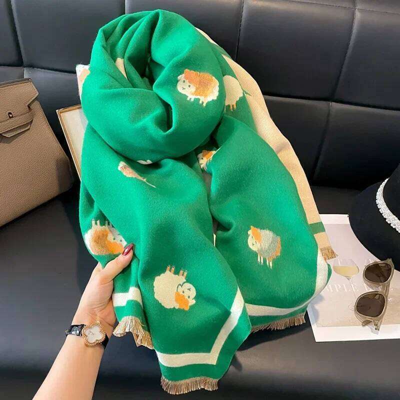 2023 New Women Winter Scarf Cashmere Pashmina Shawls and Wraps Bufandas Bird Print Warm Thick Scarves Blanket for Lady Z260226