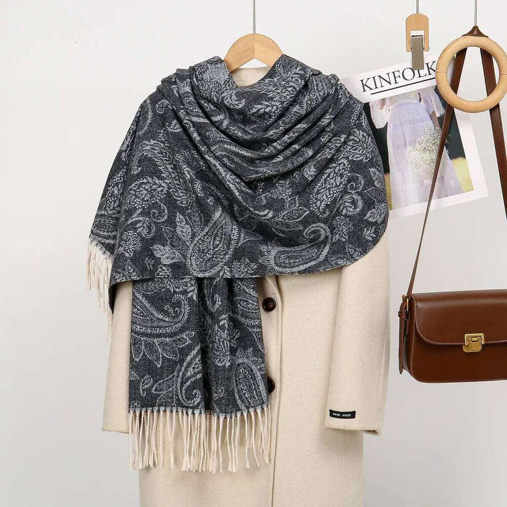 Autumn New Hot-selling Imitation Cashmere Cashew Fringed Scarf Women's Versatile Fashion Thickened Outer Warm Office Shawl Z260226