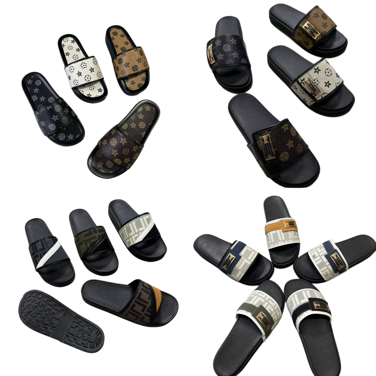 Men Slipper Check Slides for Men Women Sliders Sandals Outdoor leisure Vintage Printing Tartan Slide Slippers Summer Beach Sandals Embossed Slide