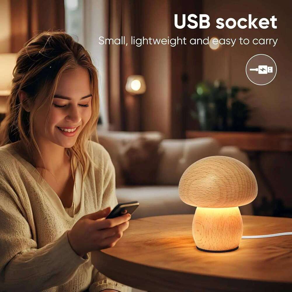 Rechargeable Night light, Dimmable Touch Control lamp, Creative Mushroom Desk for home bedroom bedside light Z260227