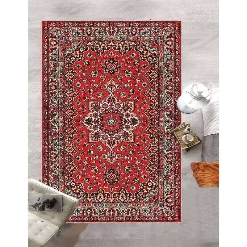 Turkish Red Classic Carpet Non Slip Living Room Popular Modern Ottoman Style Boho Rug Entrance Door Mat H260226