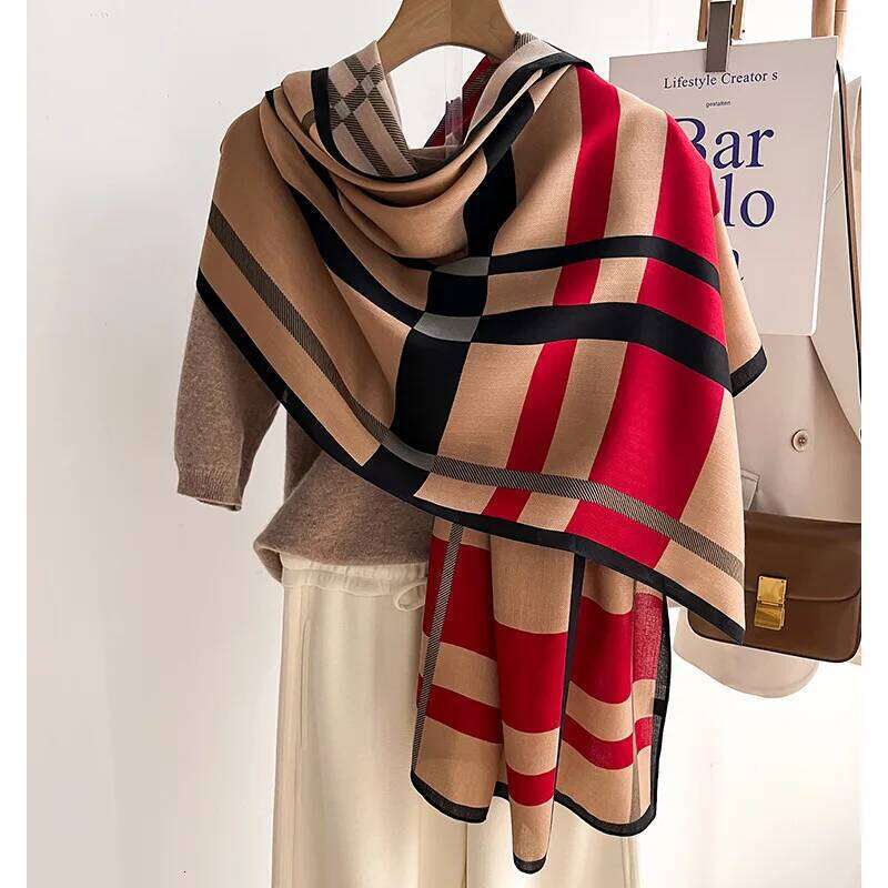 Multicolor Striped Elegant Style Thin Warm Shawl Autumn Winter Coldproof Cozy Inelastic Scarf For Women Z260226