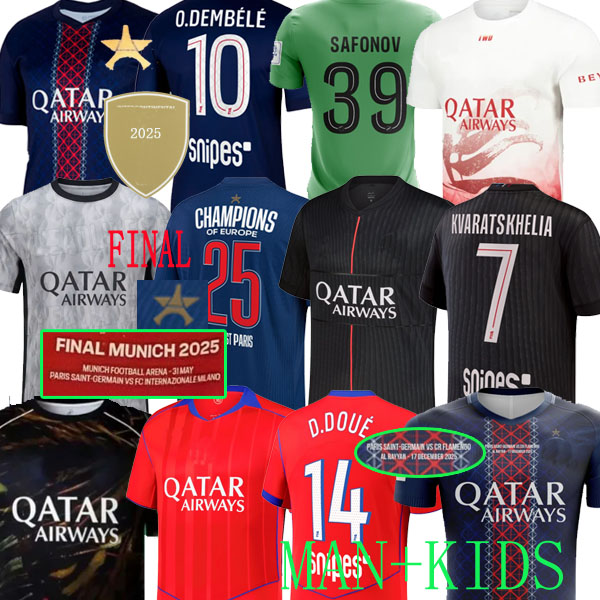 2025 4XL maillot de foot Kvaratskhelia soccer jerseys Graphic NEVES HAKIMI football shirt 25 26 hommes BARCOLA Zaire-Emery O.Dembele PARIS Fourth PSGES Night Edition