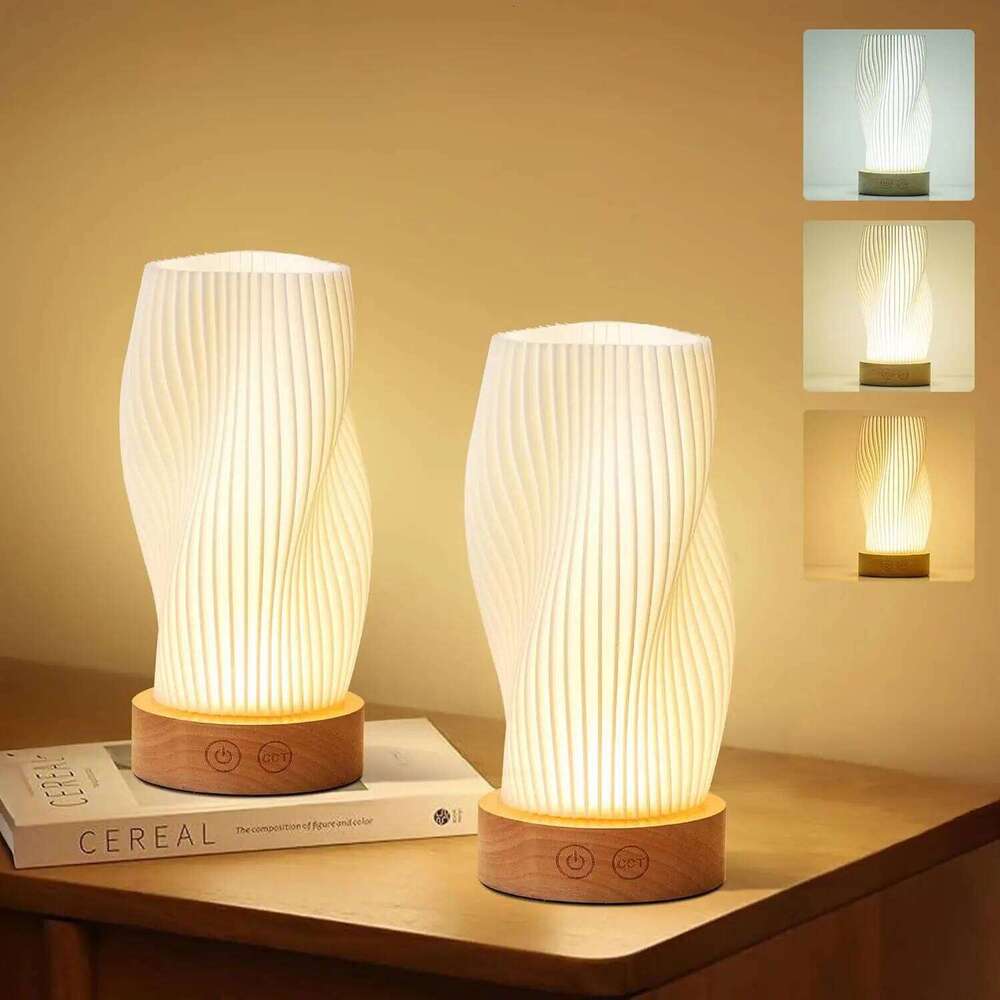 Creative French Cream 3D Desk Lamp Usb Charging Bedroom Bedside Atmosphere Lighting Dimming Three Color Temperatures Night Light Z260227