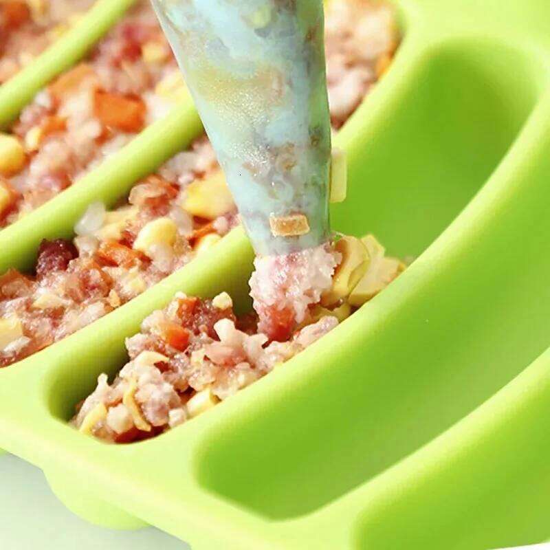 Green 6-Grid Silicone Sausage Maker Mould for Ham Hot Dog Cake Baking Non-Stick Dishwasher Safe Kitchen Tools Accessories