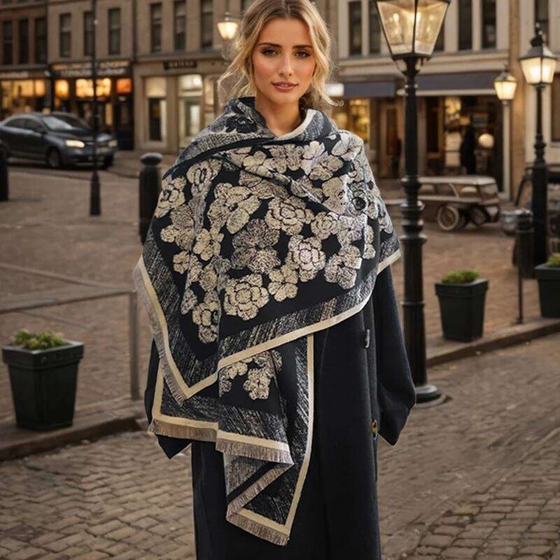 Luxury Brand Two-Sided Jacquard pashmina Cashmere Soft Warm Fringe Pashmina Shawl Winter Coldproof Windproof Blanket Scarf Z260226