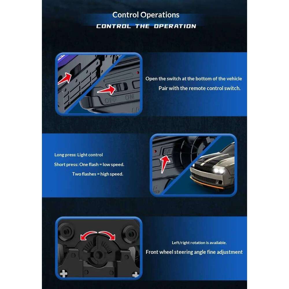 Hot Item 1:64 Scale Mini Remote Control RC High-Speed Drift 4WD Racing Car with Lights Toy for Boys Birthday Gift H260227