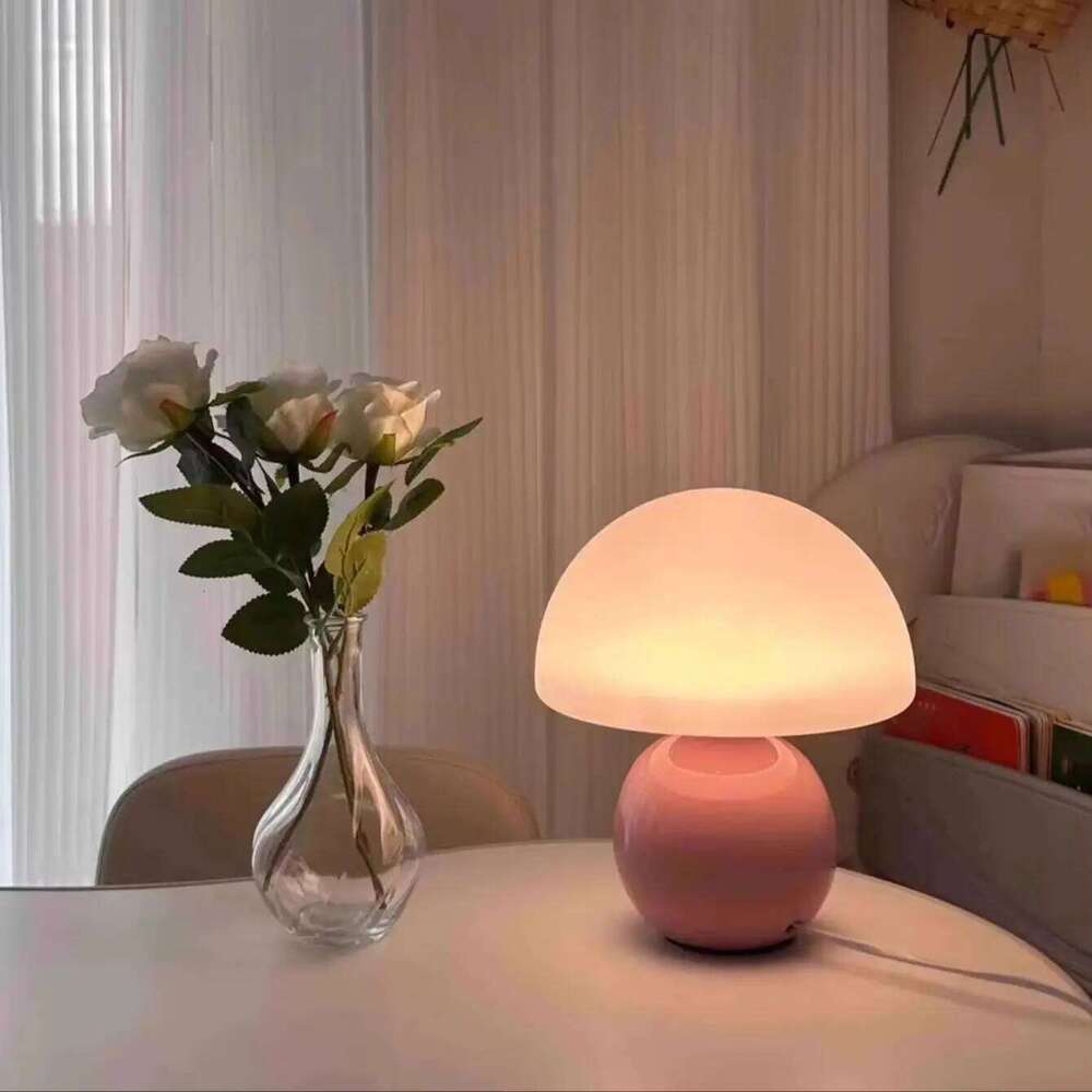 Mushroom pink/yellow/red/white/green USB socket table lamp lustre Lighting decorative for bedside bedroom lamp,Night light Z260227