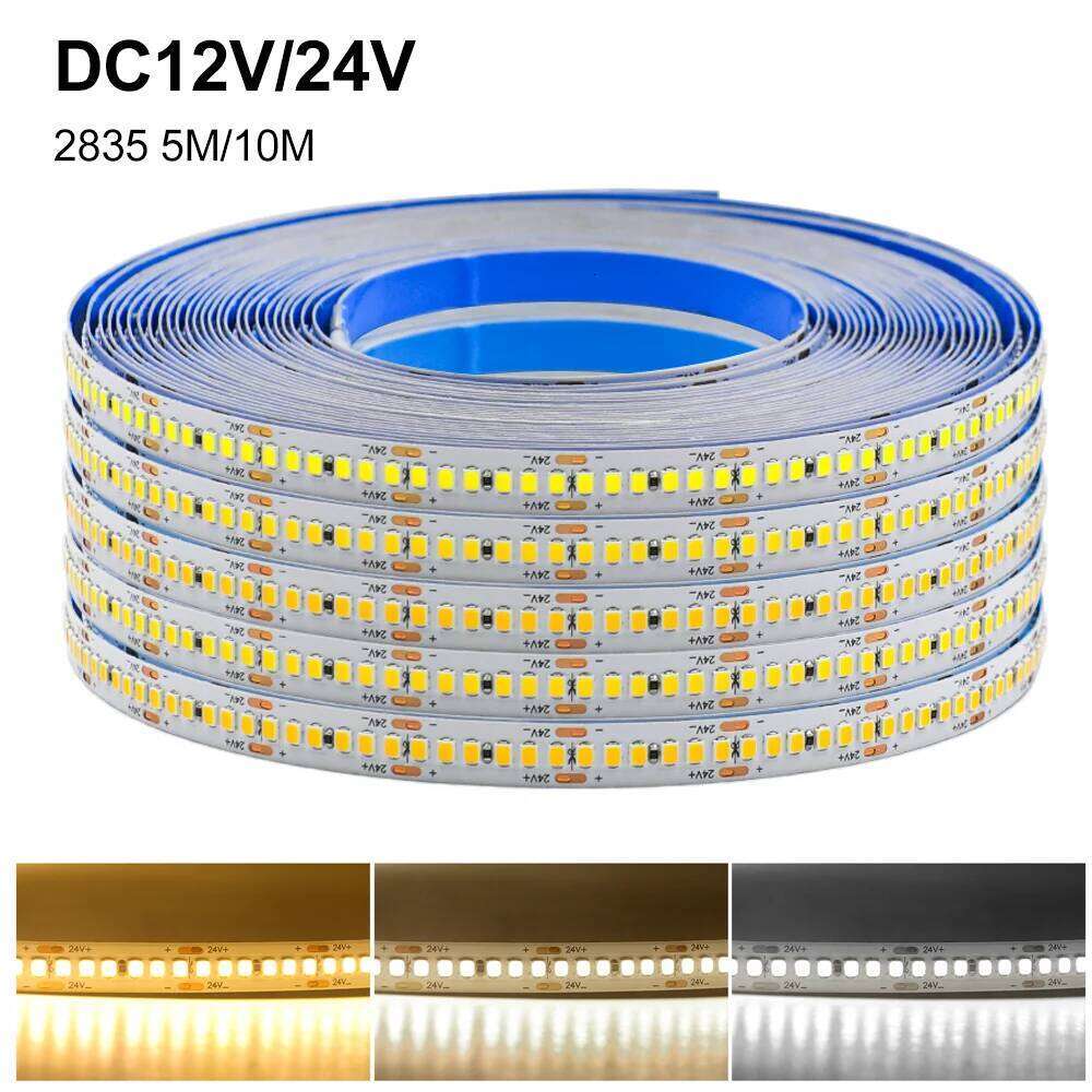 DC12V 24V Strip 5m 10m 2835 Ribbon Diode Tape 120 240LEDs/m Flexible LED Lights Warm Cool White Waterproof TV Backlight Z260226
