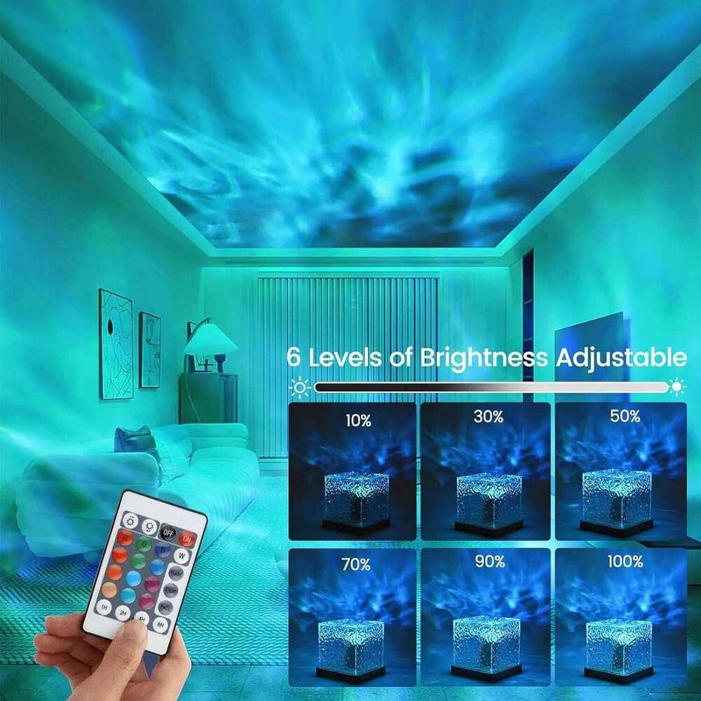 Northern Lights Ocean Projector 16 Colors Gradual Rotating Flame Water Lamp Wave LED Night Light with Remote Control Z260227
