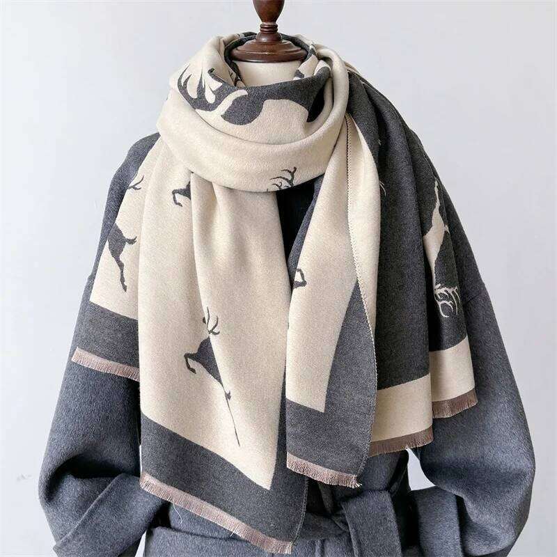 Luxury Brand Cashmere Women Animal Scarf Winter Warm Shawl and Wrap Bandana Pashmina Female Foulard Square Thick Blanket Poncho Z260226