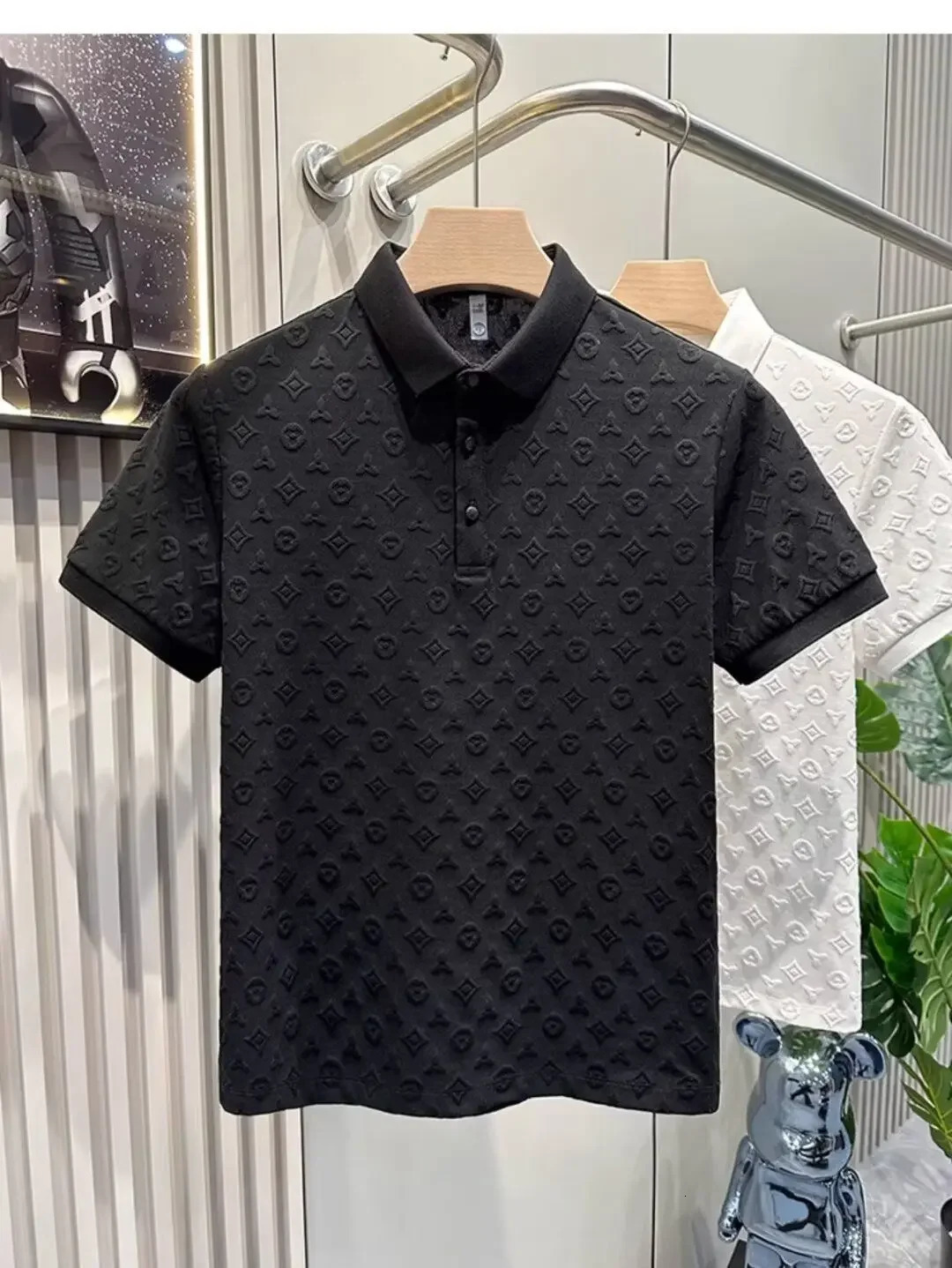 Summer Mens Lop-up Hollow Short-sleeved Polo Tee Shirt Ice Silk Breathable Business Fashion T-Shirt Male Clothes 260227 - view 6