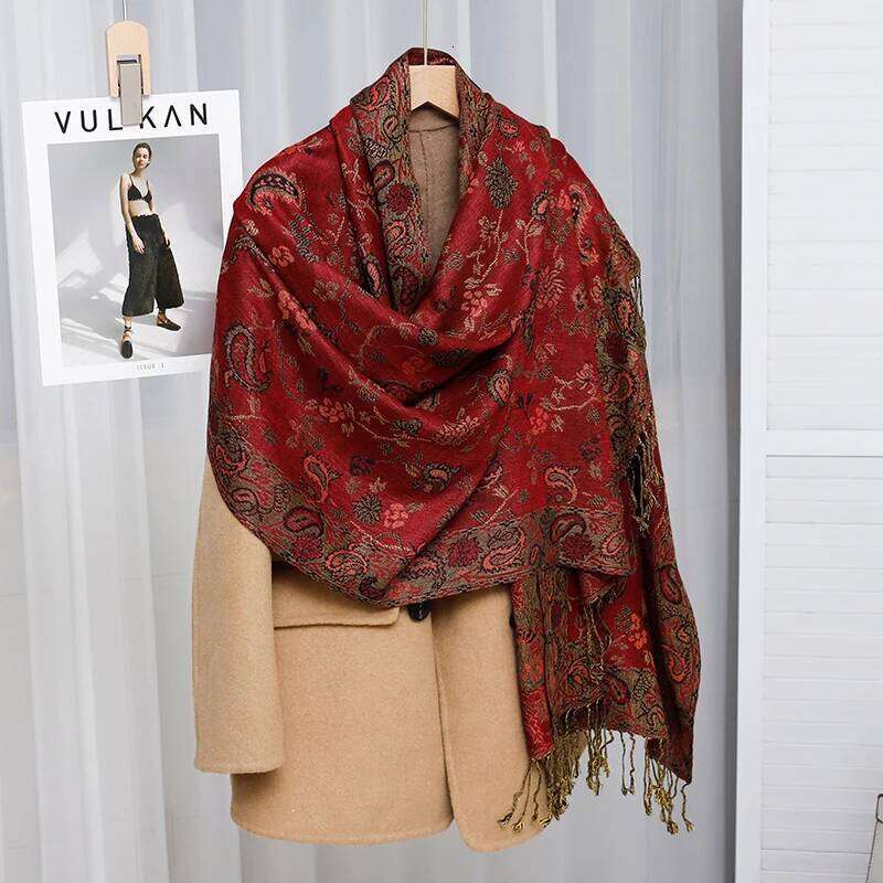 Foulard Paisley Imprime Design Hijabs Pour Cachemire Pashmina Chale Dame Enveloppement Chaud Hiver Foulards Femme Z260226