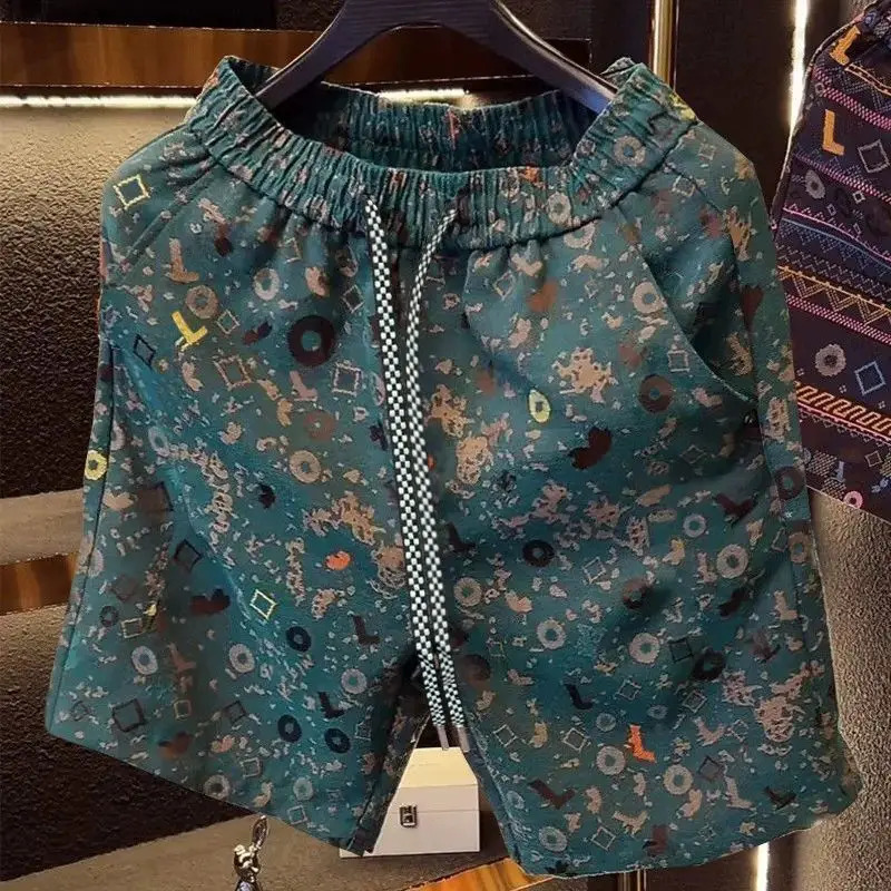 Retro Summer Style Trendy Dark Pattern Full Print Mens Shorts y260227