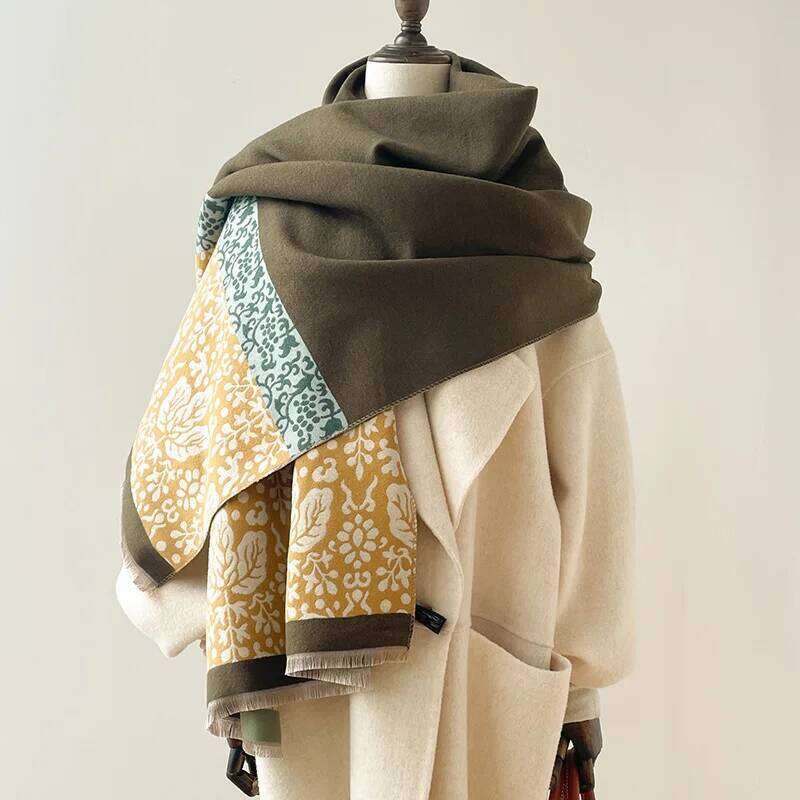 2024 Winter Two-Sided Ethnic Style Cashmere Jacquard Scarves High Quality Women Thicken Wrap Shawl Ladies Wool Pashmina Scarf Z260226