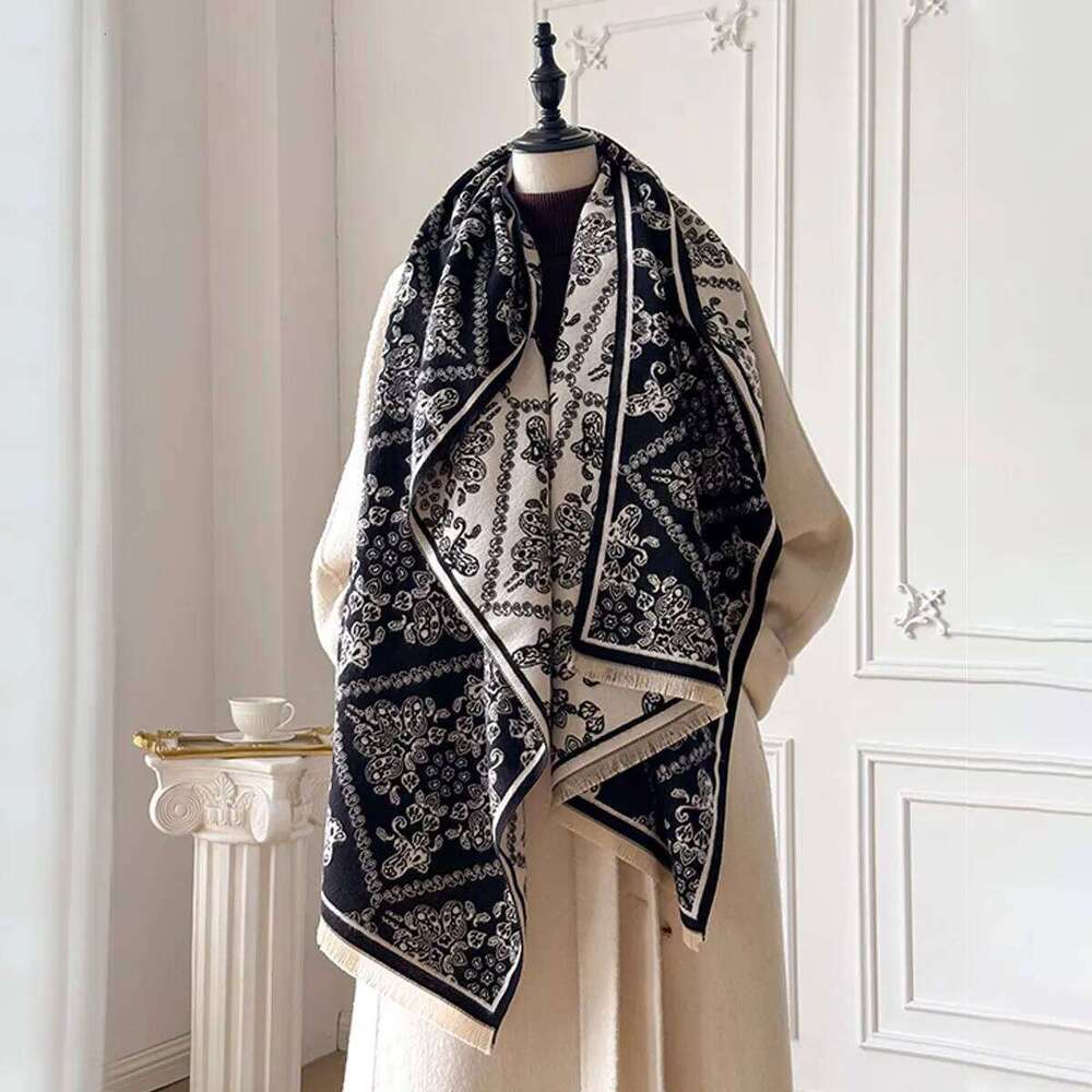 New Elegance Two-Sided Jacquard Scarf Soft Warm Fringe Pashmina Print Shawl Winter Fashion Coldproof Windproof Blanket Z260226