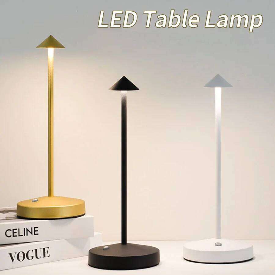Rechargeable LED Table Touch Sensor Night Desk Lamp for Restaurant Hotel Bar Bedroom 3 Color Temperatures Stepless Dimming Z260227