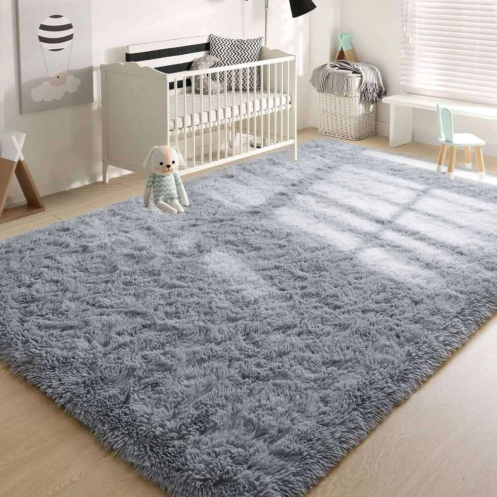 60*90 80*160 90*150 120*180cm Black and Gray Non-Slip Fluffy Artificial Velvet Rugs Thick Plush Carpets for Winter H260226