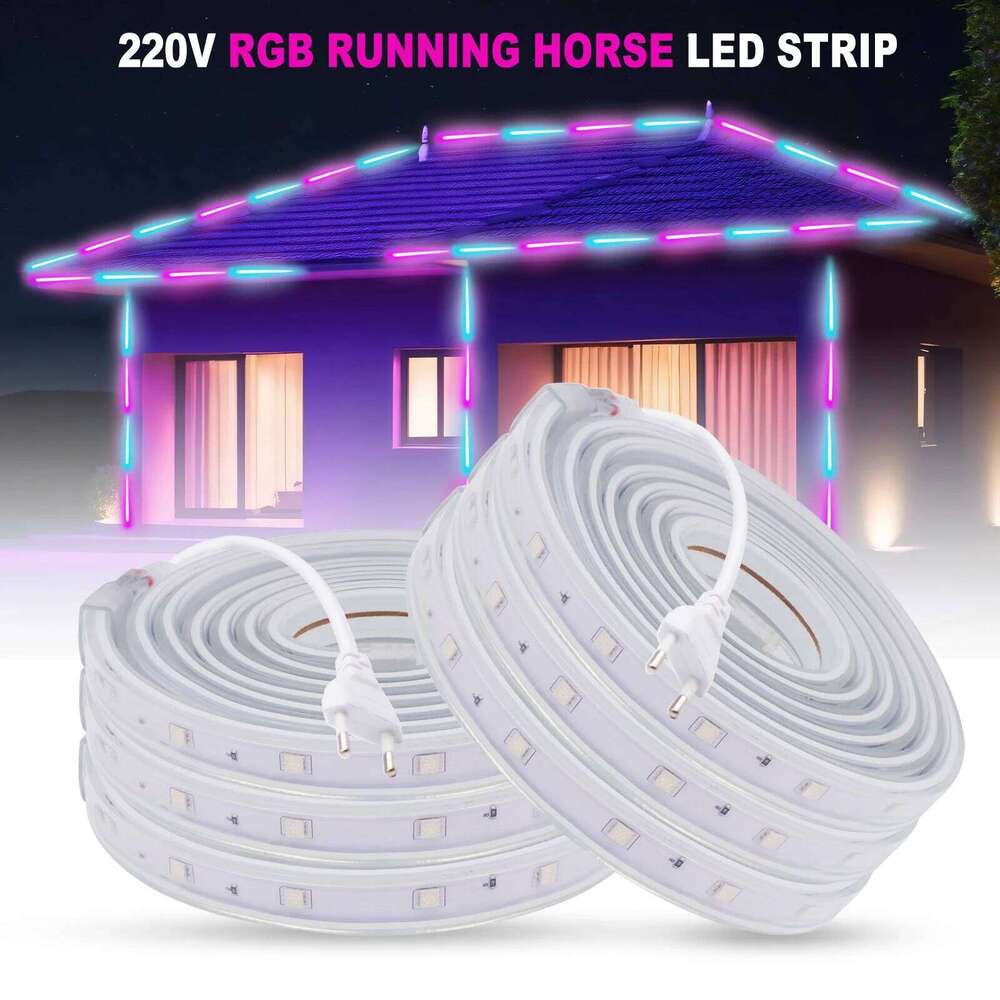 220V Strip Light SMD5050 WS2811 Running Water Ribbon Tape 30Leds/m Waterproof Flexible RGB LED Lights 2m 4m 6m 8m Z260226