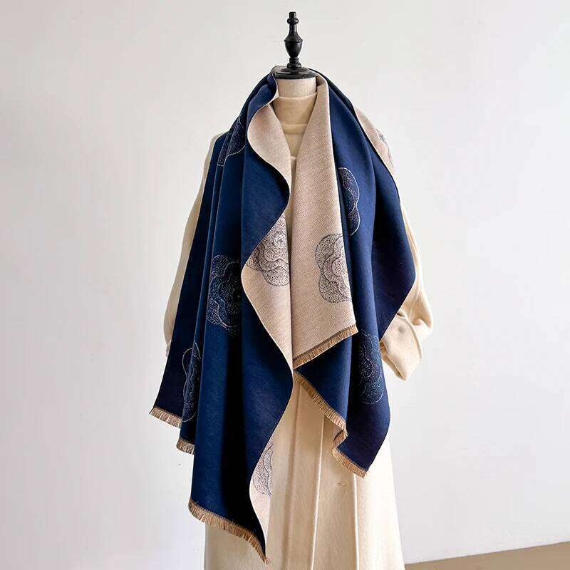 Luxury Brand Winter Blanket Scarf Shawls for Women - Warm Floral Pashmina Print Large Wrap Imitation Cashmere Foulard Z260226