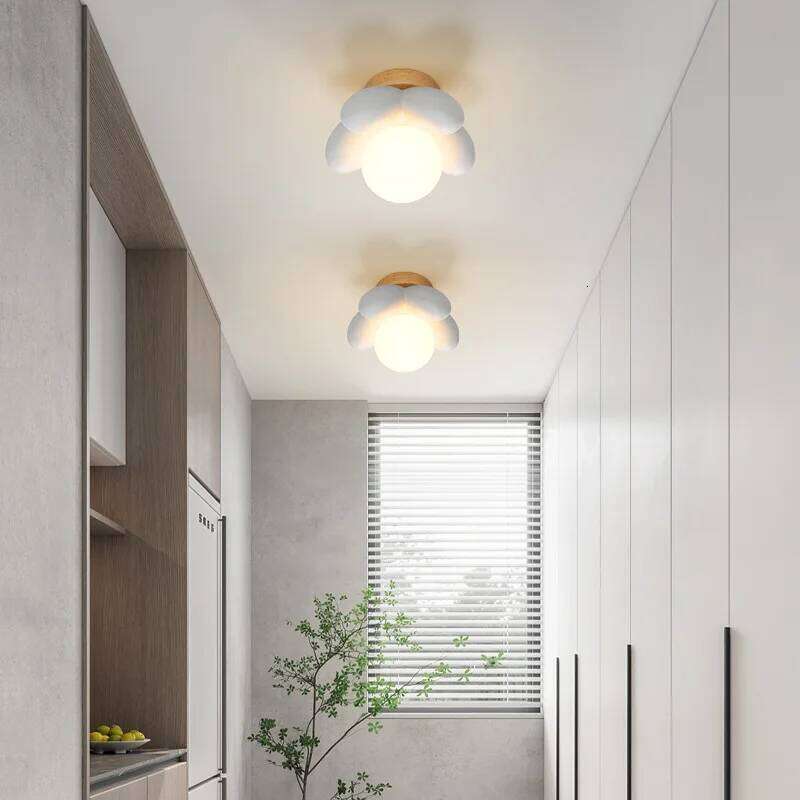 Wall bedroom bedside lamp, cream children's room lighting fixture, simple flower aisle background wall lamp Z260227