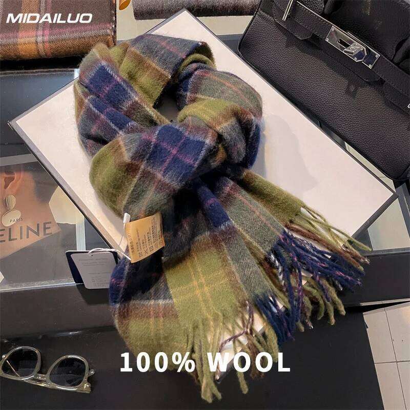 100% Wool 70.87 * 12.6 inches Winter Warm Windproof Scarf Elegant and Fashionable Non Stretchable Multi functional Out Z260226