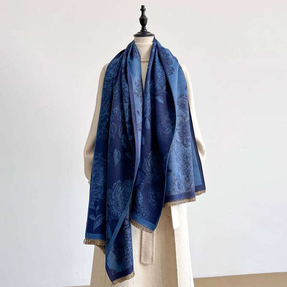 Brand's Elegant Double-Sided Printed Pashmina Scarf Ultra Soft Warm, Featuring Fringe, Autumn and Winter Outdoor Essential Z260226