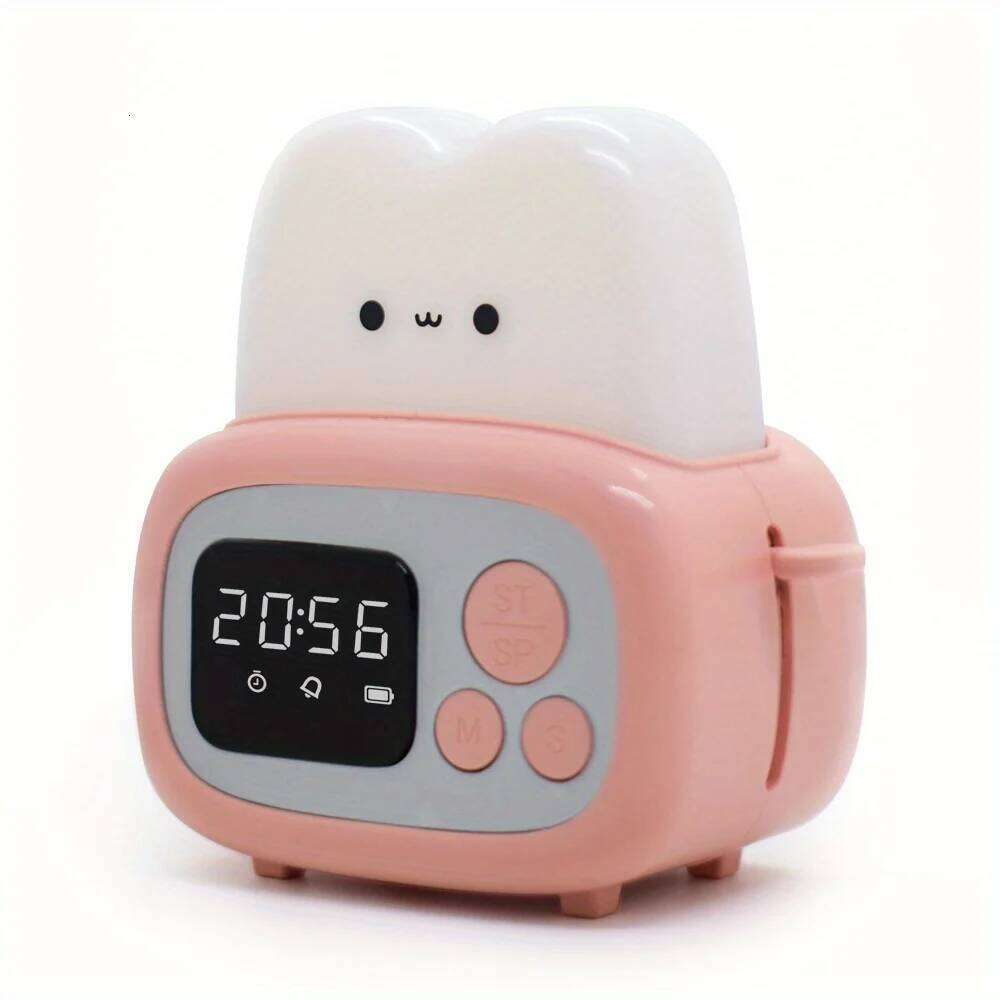 1pc Time toaster night High appearance level Bedside cute sleeping light cartoon mini alarm clock Z260227