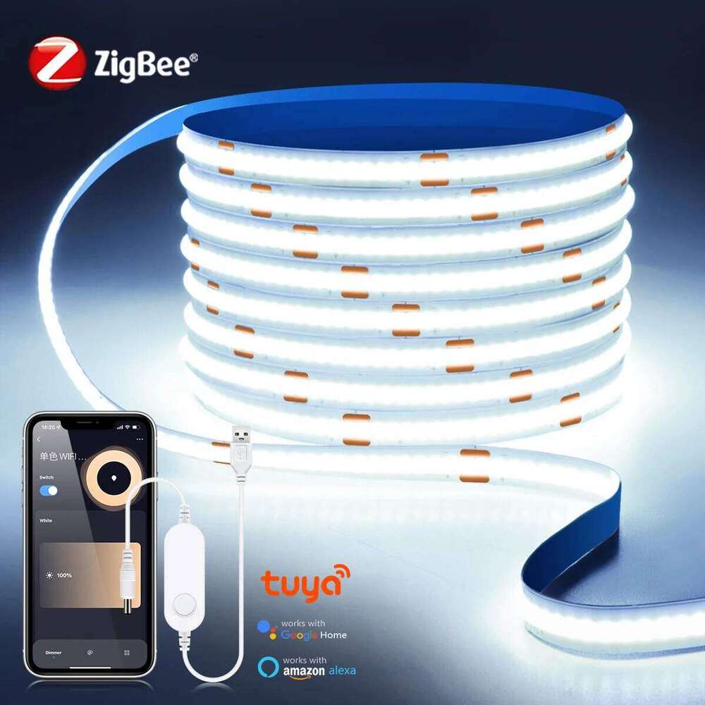 Zigbee 3.0 USB Led tape 320led/m Bedroom Kitchen Light led Strip 5V COB lighting lamps Works with Tuya Smart Life Alexa Z260226
