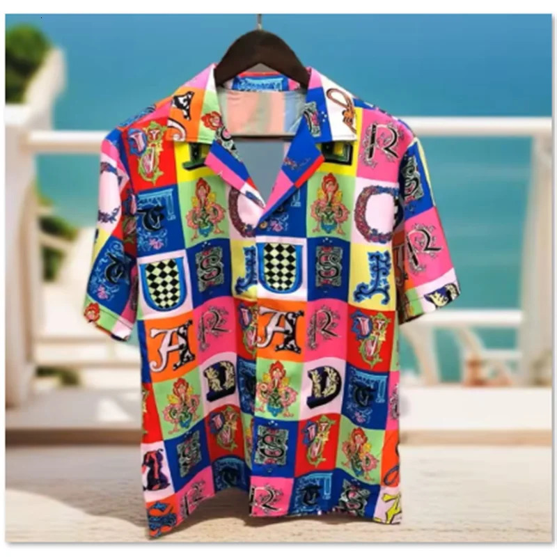 2026 mens light printed shirt mens and womens short sleeved shirt 100 fiber fashionable and comfortable casual gi260227