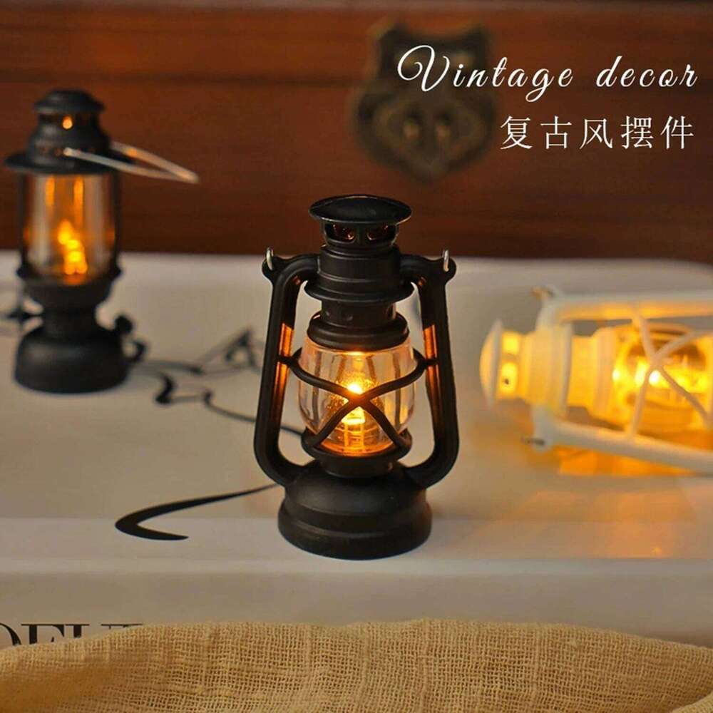6cm Simulation Cande Night Light Mini Led Retro Glowing Pony Lantern Dollhouse Miniature Kerosene Lamp Home Decor Toy Z260227