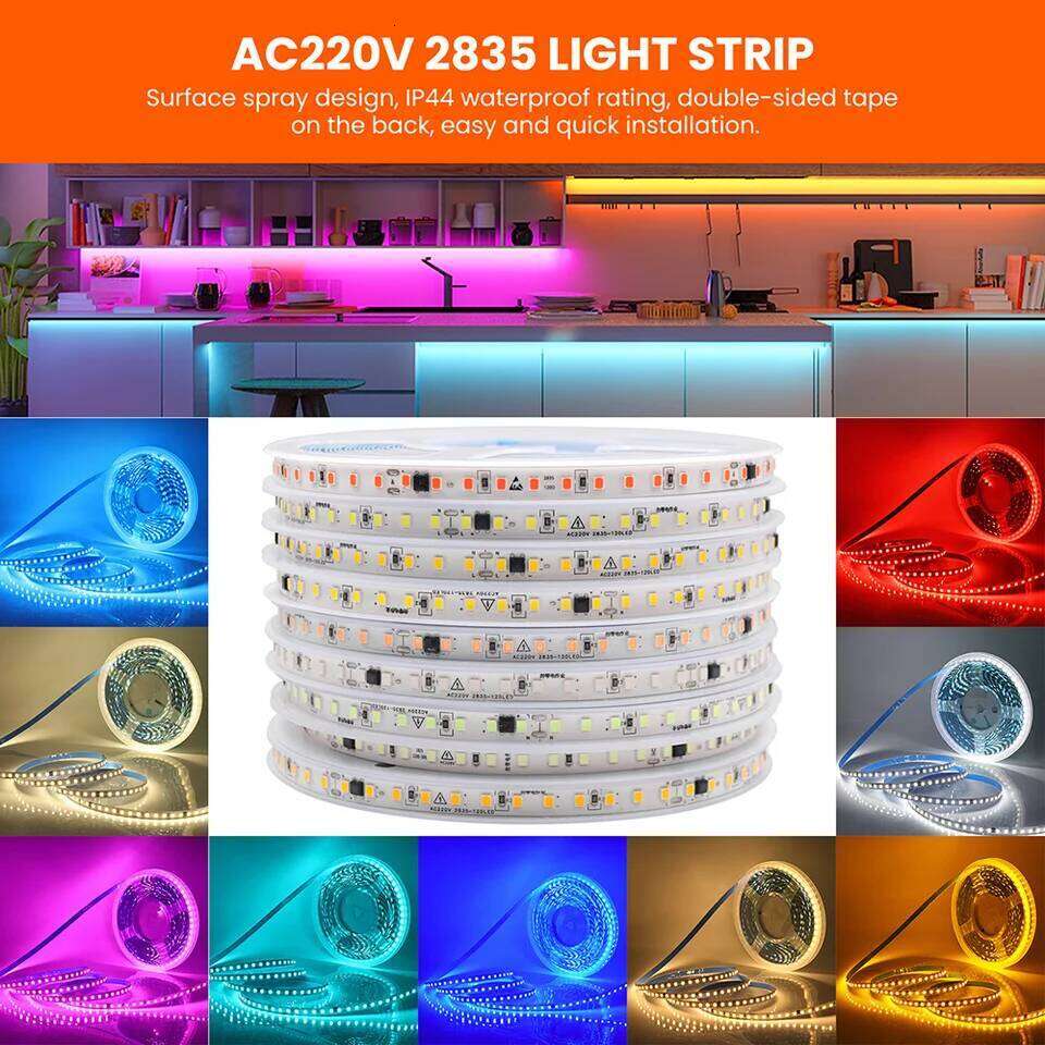 220V 230V 5M 10M 20M 50M LED Light Strip No power Required Flexible Adhesive Tape IP55 with IC Chip 2835 120LEDs/M Home Lighting Z260226
