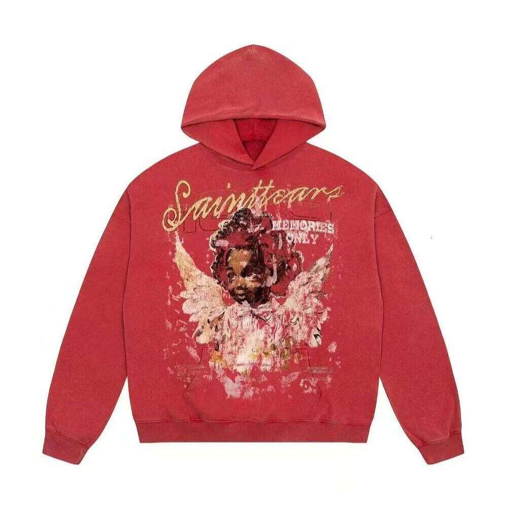 Saint Michaels Hoodie Designer Cotton Water Washed Pullover Vintage Letter Print Graffiti Sweatshirt Fashion Streetwear Loose Sweatshirts Saints Clothing 9Af