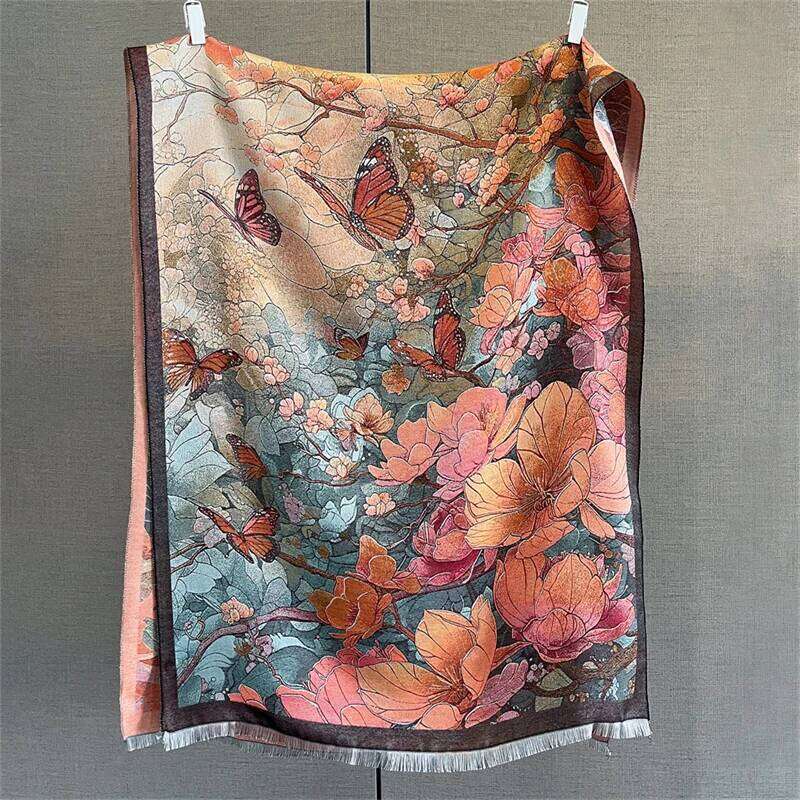 2025 Design Oil Floral Printde Cashmere Scarf Women Winter Pashmina Shawls And Wraps Thick Warm Bufanda Stoles Blanket Luxury Z260226