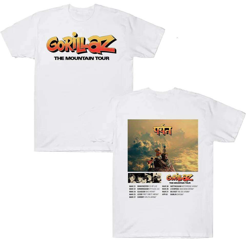 Cotton T-shirts Gorillazs The Mountain Tour Tshirt Street Music Band Punk Rock Y2K Tee Unisex Summer High Quality Casual Clothes C260227