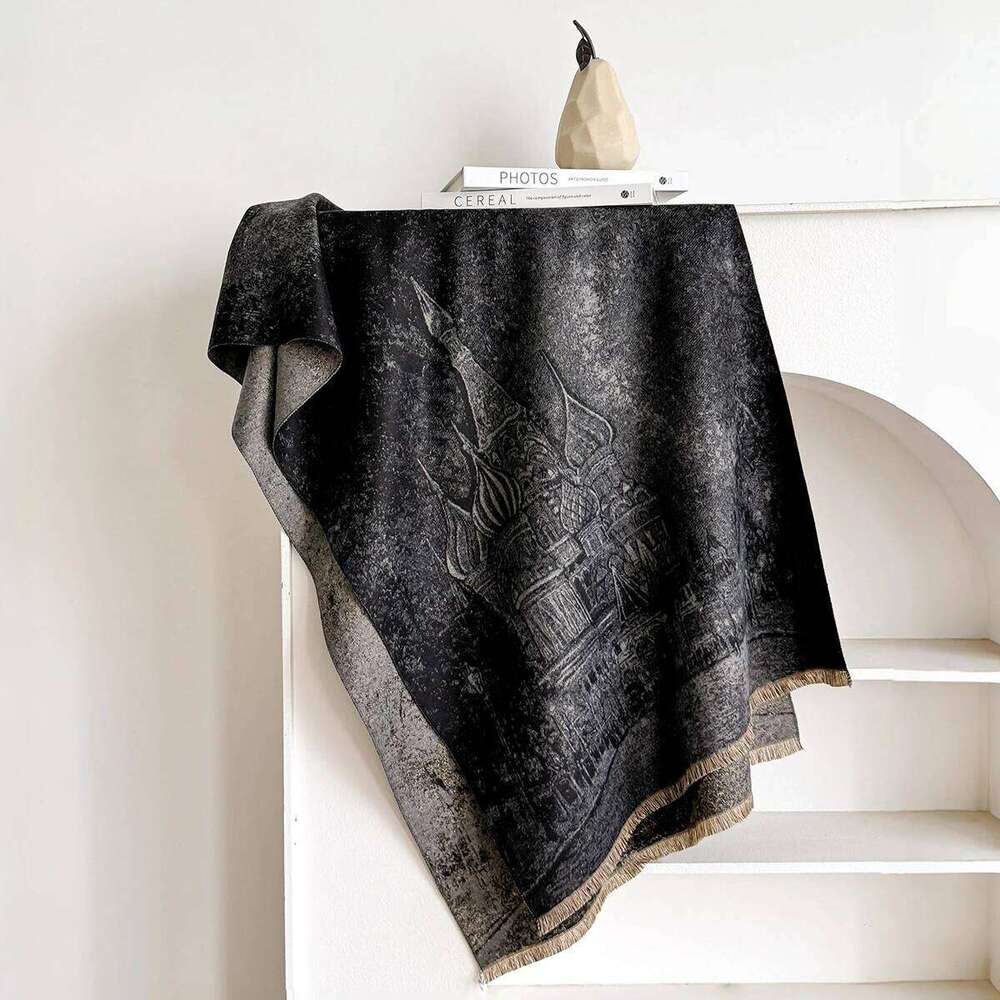 Two Sided Print Scarf Soft Warm Fringe Imitation cashmere Shawl Autumn and Winter Outdoor Coldproof Windproof Blanket Z260226
