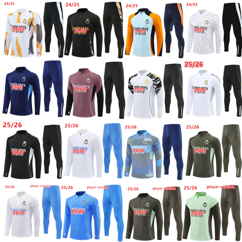 2025 2026 Madrids football Tracksuit chandal soccer tracksuit sets 23 24 25 26 MBAPPE TRAINING VINI JR BELLINGHAM men kids kits survetement suit Sportswear