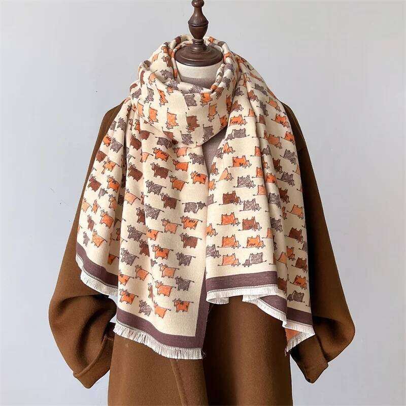 Luxury Cashmere Animal Scarf Winter Women Pashmina Shawls Warm Blanket Wraps Female Foulard Bandana Brand Thick Scarves Hijab Z260226