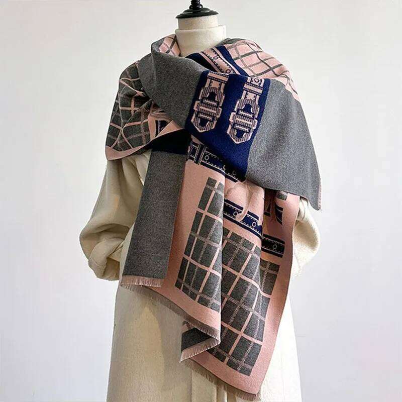 New Luxury Belt&Plaid Horse Scarf Women Winter Warmer Pashmina Scarves Two-Sided check Shawl Female Thick Blanket Wraps Foulard Z260226